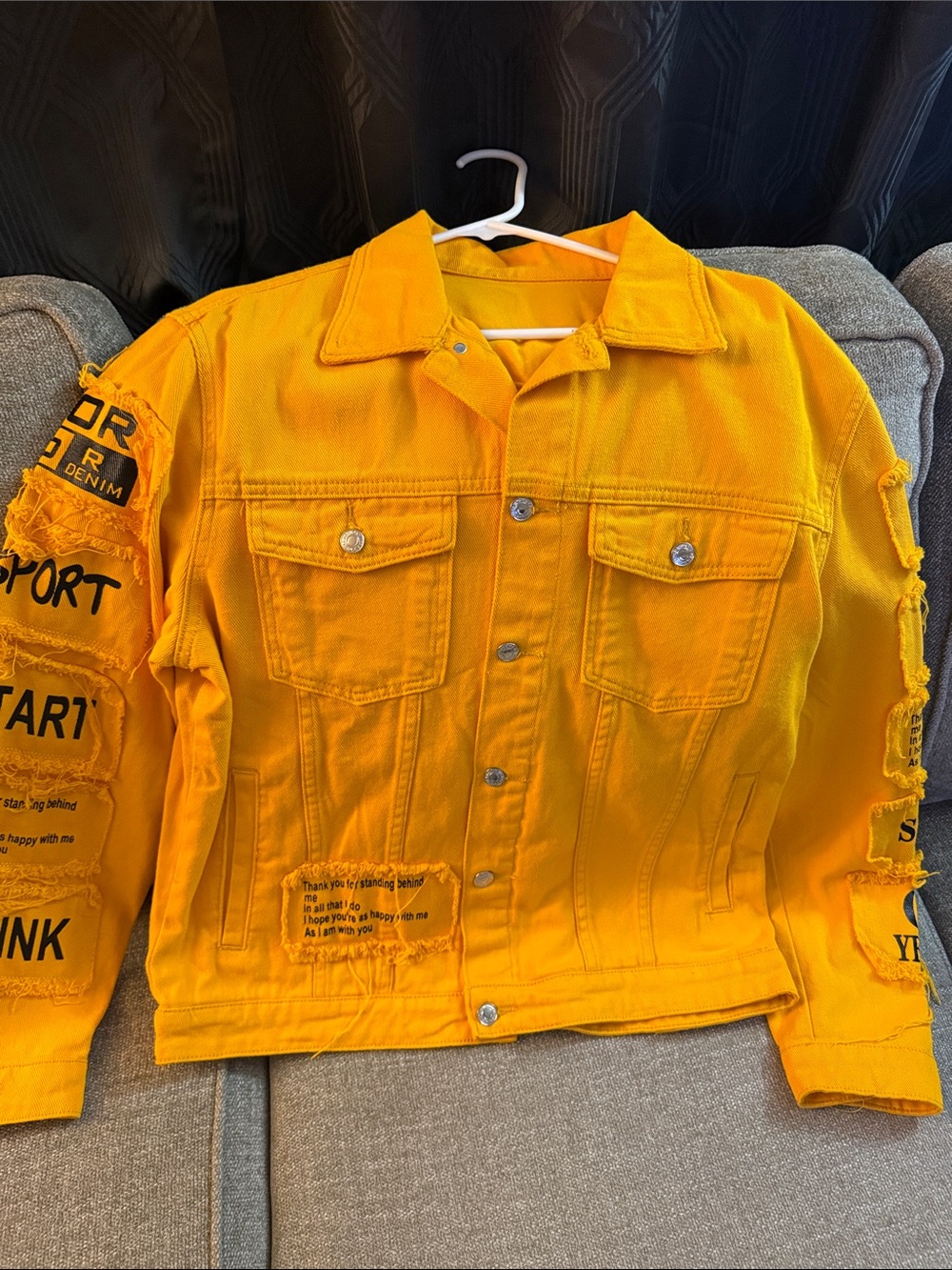 Men’s Yellow' Distressed Denim Jacket